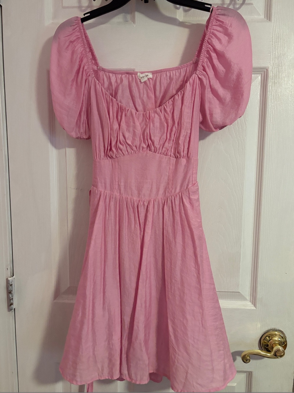Pink Puff Sleeve Woman’s ' Dress - Lightweight Summer Dress